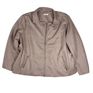 Maurices Jacket Faux Suede Full Zip 2X Taupe Brown Womens Moto Lightweight